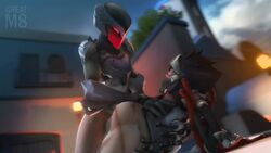 3d animated blackwatch_genji blizzard_entertainment cowgirl_position cyborg genji greatm8 mask no_sound overwatch overwatch_2 sex source_filmmaker straight talon_(overwatch) talon_assassin vaginal_penetration video