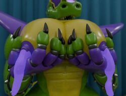 alligator alligator_tail alligatorid alligatorid_humanoid animatronic anthro anthro_male biceps black_nails clawed_fingers claws crocodile crocodile_tail crocodilian crocodylid eye_wear face_paint facial_markings fingerless_gloves five_nights_at_freddy's five_nights_at_freddy's:_security_breach fnaf green_body green_scales green_skin long_nails machine male male_only milk_drip milk_leaking milking mohawk mohawk_(hairstyle) montgomery_gator_(fnaf) muscle muscles muscular_anthro muscular_body muscular_furry muscular_male non_human red_eyes red_hair reptile reptile_humanoid robot robot_anthro robot_humanoid scales scalie scottgames shades sharp_teeth shoulder_pads solo solo_male spiked_bracelet spikes spotted_body star_shades steel_wool_studios sunglasses tail_markings two_tone_body unusual_bodily_fluids yellow_body yellow_scales yellow_skin