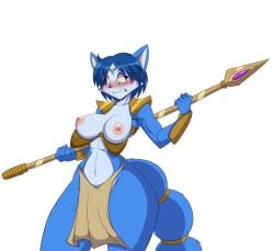 1girls 2025 anthro belly_button blue_body blue_fur blue_hair blush canid canine canis digital_art digital_drawing_(artwork) digital_media digital_media_(artwork) exposed exposed_breasts exposure female fox furry green_eyes hair krystal krystal_(star_fox) loincloth mammal mastergodai navel nintendo nipples png png_background shocked shocked_expression short_hair staff star_fox surprised surprised_expression tail thick_thighs top_down topless transparent_background transparent_png voluptuous voluptuous_female wide_hips