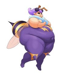 1girls antennae antennae_(anatomy) bbw bee bee_girl capcom darkstalkers female insect_wings mintrimo purple_hair q-bee