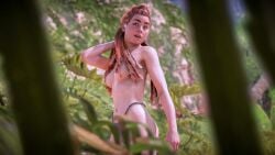 1girls 3d aloy breasts female horizon_zero_dawn nightcitysins nipples red_hair solo