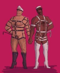 2cuntboys arm_behind_back arm_hair beard black_hair black_high_heel_boots black_stripes body_hair chest chest_hair clothing cuntboy dark-skinned_cuntboy dark_skin demoman_(team_fortress_2) duo eye_contact eyepatch facial_hair full_body hat high_heel_boots holding_hands human human_only intersex kinkyressa legwear light-skinned_cuntboy light-skinned_male looking_at_another mammal mature mature_cuntboy nipples pubic_hair pussy smile smiling_at_another soldier_(team_fortress_2) team_fortress_2 whip white_hat white_high_heels_boots white_straps