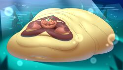 1girls blob cookie_run cookie_run_ovenbreak female mintrimo mocha_ray_cookie obese obese_female underwater