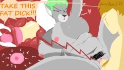 ahe_gao animatronic bbw big_breasts big_breasts cumming five_nights_at_freddy's fnaf foxy_(fnaf) green_hair impregnation ovary_penetration pixel_art thick_thighs