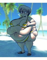 1girls bbw bikini chubby chubby_female female mintrimo uzaki-chan_wa_asobitai! uzaki_hana white_hair