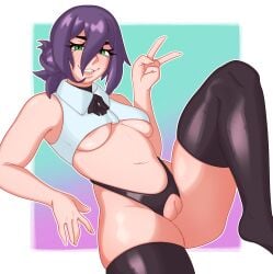 absurd_res anime barely_clothed blush breasts dayteghoul fanart female female_only hi_res highres pussy reze_(chainsaw_man) tagme thick_thighs underwear