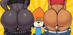 1boy 1boy2girl 1boy2girls 1boys 2girl 2girls 2girls1boy ass ass_focus female greyimpaction lammy_lamb male multiple_girls parappa parappa_da_rappa parappa_the_rapper rammy_lamb tagme tail thong um_jammer_lammy