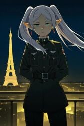 2d ai_generated animated animated cartoon cartoonish cartoony frieren frieren_beyond_journey's_end looking_at_viewer needmymommy paris soldier tagme video western_art world_war_2 ww2