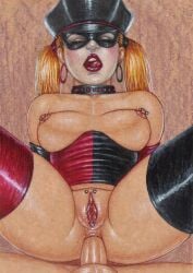 1girls 2025 anal anal_sex areolae balls batman:_the_animated_series batman_(series) breasts clitoris colored_pencil_(artwork) colored_pencil_(medium) colored_pencil_artwork dc dc_comics dcau edithemad female female_focus garter_straps harley_quinn harley_quinn_(classic) hentai_foundry licking licking_lips looking_back male medium_breasts nipples partial_male penis perky_breasts pierced_clitoris pierced_genitals pierced_nipples piercing piercings pussy sex straight testicles thighhighs