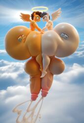 2boys ai_generated angel angel_wings anthro balls boys boys_only cheese_sandwich_(mlp) friendship_is_magic furry gay gooner_dimension halo heaven huge_ass huge_balls huge_cock hyper hyper_ass hyper_balls hyper_butt hyper_penis my_little_pony rubbing_penis_on_penis rumble_(mlp) side_view thick_thighs