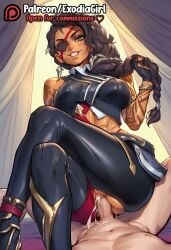 1boy 1girls ai_generated breasts clothed clothing cowgirl_position cum cum_drip cum_in_pussy cum_inside cum_on_body dominant_female erection exodia_girl female_on_top femdom girly larger_female league_of_legends pov pov_eye_contact pov_male pussy riot_games samira_(league_of_legends) sex smaller_male smile smirk spread_legs submissive_male taller_female taller_girl vagina vaginal_penetration watermark