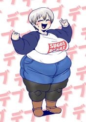 1girls bbw chubby chubby_female female mintrimo uzaki-chan_wa_asobitai! uzaki_hana white_hair