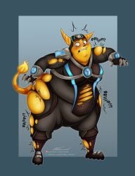 anthro blush clothing corruption felid feline female hi_res insomniac_games kinky-arnne lombax male male_only male_to_female mammal playstation ratchet_(ratchet_and_clank) ratchet_and_clank solo sony_corporation sony_interactive_entertainment torn_clothing transformation valkyrie weight_gain