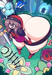 ass fairy gensin large_ass male plant removing_clothing removing_pants