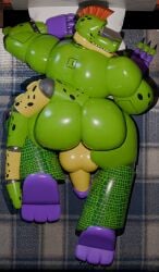 alligator alligator_tail alligatorid alligatorid_humanoid animatronic anthro anthro_male biceps black_nails clawed_fingers claws crocodile crocodile_tail crocodilian crocodylid eye_wear face_paint facial_markings fingerless_gloves five_nights_at_freddy's five_nights_at_freddy's:_security_breach fnaf green_body green_scales green_skin long_nails looking_at_viewer looking_back looking_pleasured machine male male_only mohawk mohawk_(hairstyle) montgomery_gator_(fnaf) muscle muscles muscular_anthro muscular_body muscular_furry muscular_male non_human on_bed presenting presenting_hindquarters red_eyes red_hair reptile reptile_humanoid robot robot_anthro robot_humanoid scales scalie scottgames shades sharp_teeth shoulder_pads solo_male spiked_bracelet spikes spotted_body star_shades steel_wool_studios sunglasses tail_markings two_tone_body yellow_body yellow_scales yellow_skin