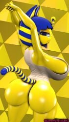 1girls 3d animal_crossing ankha ankha_(animal_crossing) anthro anus ass big_ass big_breasts cat_ears cat_girl cat_tail egyptian egyptian_female female female_focus female_only gamerfanatic64_(artist) hands_behind_head hi_res humanoid looking_at_viewer looking_back multicolored_hair nintendo partially_clothed partially_nude pose seductive self_upload sfm source_filmmaker striped_tail tail thick_ass thick_thighs topwear uraeus video_games voluptuous watermark yellow_skin