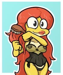 1girls accessory amphibia amphibia_(series) amphibian anthro anthro_focus anthrofied ass ass_focus breasts breasts_on_tray breasts_out clothed clothing disney disney_channel felicia_sundew female flower flower_in_hair frog hair hair_accessory humanoid_hands lipstick long_hair makeup milf plant red_hair reptile smooth_skin solo swampman very_long_hair yellow_skin