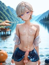 ai ai_generated anime ass big_dick big_penis fat_ass femboy gay genitals genshin_impact green_hair hentai highres hips hips_wider_than_shoulders hoyoverse lyney_(genshin_impact) male male_only massive_penis outdoors outside partially_clothed penis slim_waist trap twink uncensored userzon video_game_character video_games waist yaoi