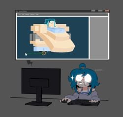 1girls bbw blocky_body computer computer_monitor female glasses minecraft minecraft_modding minecraft_skin mintrimo overweight overweight_female