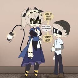 1boy1girl cosplay embarrassed english_text height_difference j_(murder_drones) koutetsu_no_majo_anneroze maid mitico_fleuretty murder_drones n_(murder_drones) pachinsfw pre_sex shorter_male/taller_female tachibana_rikurou