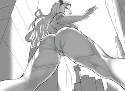 city female female_only giantess looking_back looking_down monochrome mount_lady my_hero_academia sketch solo tagme thegoldensmurf yuu_takeyama