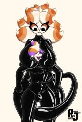 absurd_res bondage bondage bound breasts bulge dominant drone female femboy gift hi_res latex limp lock locked null_bulge rubberjett smush