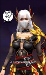 1girls animated breasts dildo female_only free_fire gif ritz_nasami_ sexy topless white_hair
