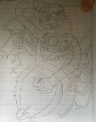 1boy cuntboy handdrawn look_outside looking_at_viewer lyle_(look_outside) monster monster_boy non-human opening_pussy presenting presenting_hindquarters solo solo_male tagme traditional_media_(artwork)