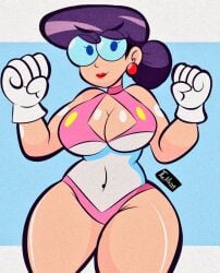 big_ass big_breasts big_breasts big_butt big_thighs big_titties character_request clothing curvaceous curvaceous_female curvaceous_figure curvy curvy_figure curvy_hips diego_mejia female female_focus female_only glasses milf punch_punch_forever! purple_hair short_hair