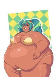 1girls 669tete bbw blue_hair brazilian brazilian_female brazilian_miku chubby_female female golden_bikini hatsune_miku overweight overweight_female vocaloid