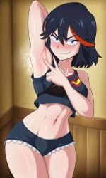 2025 ai arm_up armpit_fetish armpits arms_up black_hair blue_eyes kill_la_kill matoi_ryuuko steam tagme vampiregurl