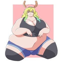1girls 669tete bbw chubby chubby_female fat female lucoa miss_kobayashi's_dragon_maid multicolored_hair obese quetzalcoatl_(dragon_maid)