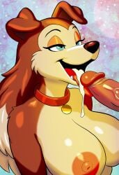 1boy 1girls 2025 absurd_res ahe_gao ahegao_face anthro blue_eyes bodily_fluids breasts brown_fur brown_hair canid canine canis collar colleen_(road_rovers) collie cum cum_in_mouth cum_on_tongue detailed_background digital_art digital_drawing_(artwork) digital_media digital_media_(artwork) disembodied_penis domestic_dog duo eyelashes female furry glistening glistening_body glistening_breasts glistening_genitalia glistening_hair glistening_nipples glistening_penis good_dog good_girl hair heart_background herding_dog hi_res long_hair male mammal mouth naked name_tag nipples nude open_mouth pastoral_dog penis penis_on_tongue red_collar road_rovers rough_collie sheepdog slipetislips smile smiling tongue