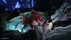 16:9 4_fingers 4_toes ambiguous_gender animal_genitalia aquatic_dragon artist_name black_claws blue_crystal bodily_fluids cave claws countershading crystal cum cum_in_mouth cum_inside cum_on_chest cum_on_face cum_on_hand cum_on_own_chest cum_on_own_crotch cum_on_own_face cum_on_own_hand cum_on_own_penis cum_on_penis cum_on_self cum_string detailed dim_lighting dragon dragonhurd duo ear_piercing ear_ring erection feet feral fingers forked_tongue frill_(anatomy) from_front_position genital_fluids genital_slit genitals hand_on_belly head_crest hi_res horn knot licking light lighting long_ears long_neck looking_at_another looking_at_genitalia looking_at_partner looking_at_penis male male/ambiguous male_(lore) marine membrane_(anatomy) membranous_frill multiple_ear_piercings mythological_creature mythological_scalie mythology no_sclera open_mouth oral partially_submerged penile penis penis_lick piercing pink_tongue pool pupils purple_eyes purple_penis purple_tongue reclining red_body red_scales ring_piercing ripples rock scales scalie sex sit_and_blow_position slit_pupils small_knot small_wings spread_legs spreading tail teeth text toes tongue webbed_feet webbed_hands white_body white_scales widescreen wings yellow_eyes