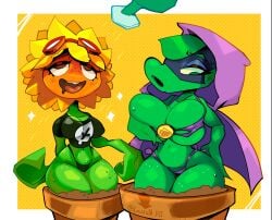 (pvz) 1girls anthro anthrofied ass breasts female flora_fauna green_shadow_(pvz) lewdwh_alt peashooter_(pvz) plant plant_girl plant_humanoid plantie plants_vs._zombies plants_vs_zombies popcap_games pussy solar_flare_(pvz) sunflower_(pvz)