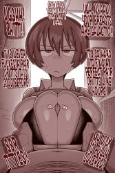 1boy 1girls 2d alley alleyway amate_yuzuriha annoyed annoyed_expression avoiding_eye_contact bbm big_breasts bikini bikini_top boobjob breasts comic comic_page curvy curvy_figure ekz emotionless emotionless_sex english english_text erection expressionless fat_man first_person_view gundam gundam_gquuuuuux looking_away mini_bikini monochrome older_male older_male_and_younger_female outdoors outside paizuri paizuri_under_clothes penis pov prostitution shirt_lift shirt_up short_hair story sweat sweatdrop swimsuit teenage_girl teenager tired tired_eyes tired_look tomboy western_art younger_female