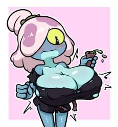 1female 1girls aged_up amphibia amphibia_(series) amphibian anthro big_breasts breast_expansion breasts bulge cleavage clothed clothing disney erect erect_nipple erect_nipples erect_nipples_under_clothes erection erection_under_clothes erection_under_clothing female female_focus female_only furry maddie_flour nipple_bulge nipples nipples_visible_through_clothing swampman