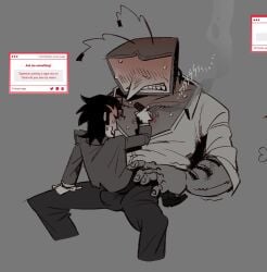 chumdotgov cigar cigar_burn cigar_in_hand cigarette_burn deltarune deltarune_chapter_2 deltarune_chapter_3 gay male male/male spamton_g_spamton tenna_(deltarune)