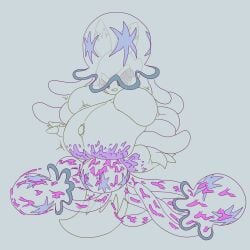 anthro bandai_namco belly big_belly big_breasts birth breasts digimon digimon_(species) duo featureless_breasts female generation_7_pokemon hi_res hypnosis likasomboody mind_control navel nihilego nintendo pokemon pokemon_(species) pregnant pregnant_female questionable_consent renamon restrained restrained_by_tentacles tentacle ultra_beast