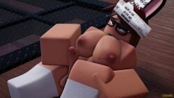 1futa animated animation areolae brown_eyes brown_hair brown_skin bunny_ears chair6 epic_minigames freckles futanari glasses loop looping_animation masturbating masturbation moaning naked nipples nude original_character paper_hat roblox socks solo sound tagme video