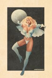 arm_gloves armwear big_breasts blonde_female blonde_hair boots breasts corset emma_frost eyelashes female hellfire_club high_heeled_boots high_heels huge_breasts large_breasts legwear light-skinned_female light_skin lonedesert long_gloves marvel marvel_comics mature mature_female milf moon night_sky panties sky thigh_boots white_corset white_queen wide_hips x-men