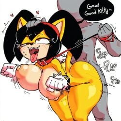 ai_generated anon backshots breasts cat_pose collar dialogue dominant dominant_male female female_penetrated honey_the_cat huge_breasts leash male praise sex sonic_(series) thick_thighs