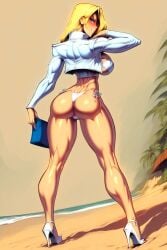 1girls ai_generated ass ass ass_focus back back_view bare_arms bare_legs bare_shoulders bare_thighs big_ass big_breasts big_butt blonde_hair blue_hair blush clothed clothing color emma_frost female female_focus female_only gigiti hi_res large_breasts light-skinned_female light_skin looking_at_viewer marvel marvel_comics solo solo_female thick_thighs