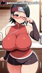 1girls 2025 ai_assisted ai_generated anime artist_name bare_shoulders bathroom belly big_breasts big_chest black_eyes black_hair blush boruto:_naruto_next_generations breast breasts bust busty chest classroom clothed_female curvy fat_rolls female_focus female_only giant_breasts glasses headband heavy_breasts hi_res high_quality high_resolution highres huge_boobs huge_breasts indoors large_breasts massive_boobs massive_breasts naruto naruto_(series) naruto_shippuden patreon patreon_username plump red-framed_eyewear sarada_uchiha semi-rimless_eyewear short_hair skypassion sleeveless sleeveless_shirt solo stable_diffusion thick_thighs thighs tile_floor tile_wall tiles uchiha_sarada under-rim_eyewear watermark