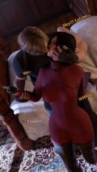3d 3d_(artwork) ada_wong ada_wong_(adriana) bed bedroom big_ass big_breasts carpet closed_eyes curvy face_grab fit_female forced grabbing hand_grab hand_on_thigh high_heels high_resolution horny hourglass_figure kissing leaning_back leather_boots leon_scott_kennedy narrow_waist on_bed resident_evil short_hair skin_tight small_waist standing surprise sweater talking thick_thighs thighhigh_boots wide_hips