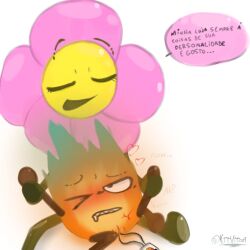 1boy 1boy1girl 1girls 2d 2d_(artwork) animate_inanimate battle_for_dream_island cuntboy female firey_(bfdi) flower_(bfdi) kitvitori male object_show object_show_community object_shows portuguese_dialogue portuguese_text simple_background translation_request vibrator vibrator_in_pussy