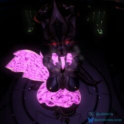 1:1 3d_(artwork) anthro breasts breath canid canine canis clothing digital_extremes digital_media_(artwork) ember_(warframe) ember_heirloom_(warframe) female footwear fur genitals glowing glowing_body glowing_eyes glowing_genitalia glowing_markings glowing_vulva hi_res high-angle_view high_heels legwear looking_at_viewer mammal markings medium_breasts nipples nude nude_anthro nude_female orange_body orange_fur pink_body red_eyes samtrix shoes solo space standing tail tencent thick_thighs thigh_highs tongue tongue_out vulva warframe wolf