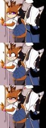 1boy 1girls big_breasts bulge bulge_through_clothing clothed clothed_sex clothing cum cum_in_pussy cum_inside cute deer erection female furry lesbian_pride_colors lesbian_with_male male male/female nelljoestar pleasure_face public public_sex purple_eyes sex sex_from_behind surprise surprise_sex surprised surprised_expression unbuckled_belt winter_(nelljoestar) wolf worried worried_expression