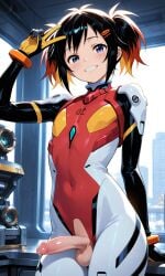 1boy 1femboy ai_generated balls blush dickgirl femboy feminine_male futa_sans_pussy futanari horny ian8766_(artist) intersex light-skinned_futa light_skin male male_on_futa marvel marvel_comics marvel_rivals partially_clothed peace_sign peni_parker peni_parker_(marvel_rivals) penis precum rule_63 self_upload sweat teasing testicles trap yaoi