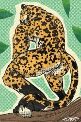 2:3 anthro big_clitoris bodily_fluids clitoris cum cum_drip cum_in_vagina cum_inside cuntboy dripping facial_hair felid genital_fluids genitals hi_res intersex jaguar male mammal moustache nude nude_anthro outside pantherine penis pussy screentone small_penis solo texamp vulva